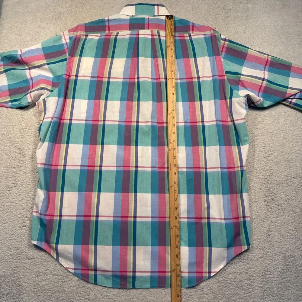 Vintage Polo Ralph Lauren Button Down Shirt Men 17-34 Pastel Plaid Easter Cotton